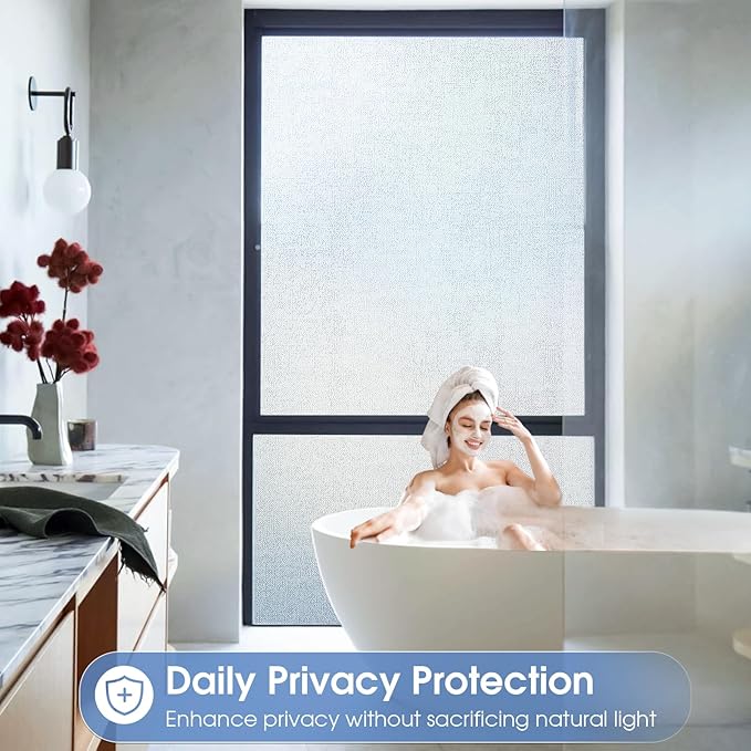 SUNBABY Window Privacy Film Frosted Glass Windows Clings Heat Blocking Windows Film Decorative Bathroom Door Windows Coverings Frosting Day and Night Privacy Film Home Window Tint,23.6x78.7IN