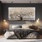 CHUDANHAO Gold Foil Canvas Wall Art Flower Wall Decor Plant Photo Prints Landscape Wall Decorations 29"x58" Large Artwork for