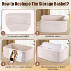 5-Pack Small Woven Rope Storage Baskets – 2 Sizes Organizer Bins for Closet, Shelf, Bookshelf, Nursery, Changing Table, Fabri