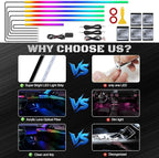 Dreamcolor Acrylic Interior Car LED Strip Light with Wireless APP, RGB 6 in 1 with 175 inches 593 LEDs Fiber Optic Strip Lights for Car, Music Sync Neon Car Ambient Neon Lighting Kits