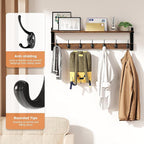 Oraich Wall Hooks with Shelf, 28.7 Inch Coat Rack Wall Mount with Hook for Coat Backpack Key Clothes Hanger, Wall Floating Sh