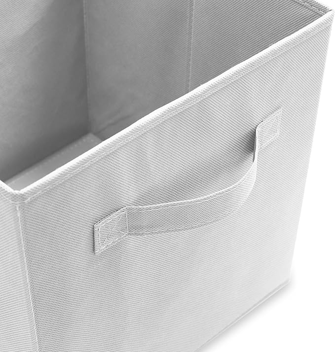 Casafield Set of 6 Collapsible Fabric Cube Storage Bins, White - 11" Foldable Cloth Baskets for Shelves, Cubby Organizers & M