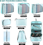 Toncoke 8-Piece Packing Cubes for Travel, 2026 Upgraded Durable Zippers & Reinforced Mesh, Complete Luggage Organizer Set wit