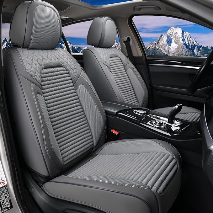 Coverado Car Seat Covers Full Set, Leather Seat Covers for Cars, Automotive Seat Cover Car Accessories Universal Fit for Most