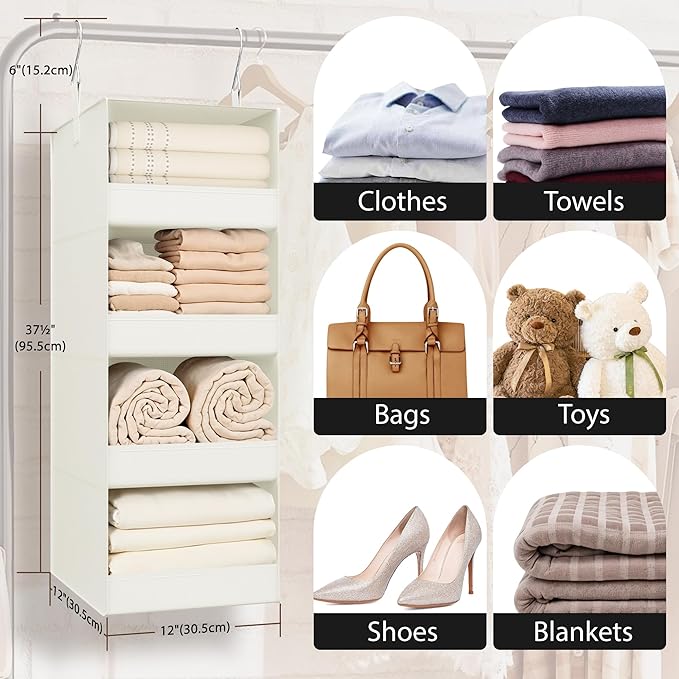 GRANNY SAYS 4-Shelf Hanging Organizer, Closet Hanging Shelves, Closet Hanging Storage Organizers, Organization for Bedroom, L