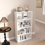 Wooden 4 Tier Book Shelf，4 Cube Storage Organizer, 44 Inch Versatile Cubes Shelf and Cubby Unit for Any Space (White, 4 Cube-