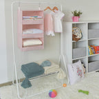 GRANNY SAYS 3-Shelf Hanging Closet Organizer, Collapsible Closet Hanging Shelves, Nursery Hanging Organizer, Pink, 29 ½" H X 