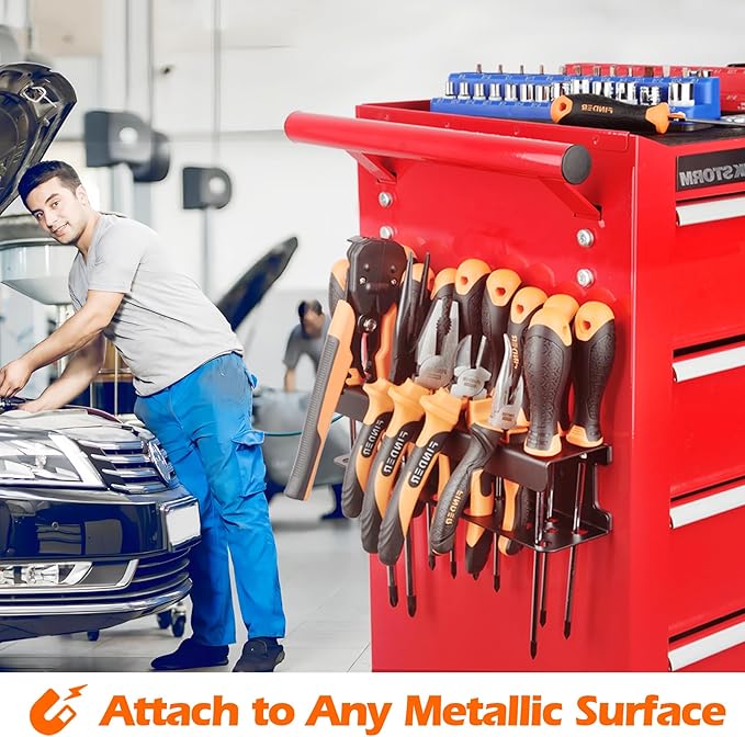 MUTUACTOR Screwdriver Organizer Rack Heavy Duty,Magnetic Mount Screwdriver Holder Plier Organizer,Magnetic Tool Holder Storag