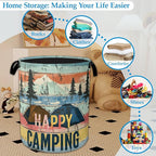 Happy Camping Laundry Basket Collapsible Laundry Hamper, Oxford Cloth Storage Bin for Room/Bathroom/Bedroom/Dormitories 16" X