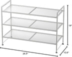 Simple Houseware 3-Tier Stackable Mesh Shoe Rack, Silver