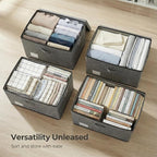 PRANDOM Storage Bins with Lids [3-Pack] Linen Fabric Foldable Storage Boxes Organizer Containers Baskets Cube with Cover for 
