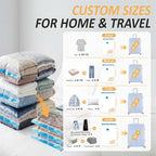 Cozy Essential Travel Vacuum Storage Bags with Rechargeable Cordless USB Pump, Space Saver Bags for Luggage, Suitcase, Carry-