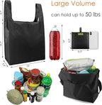 BeeGreen Black Reusable Grocery Bags Wholesale Dark Reusable Kitchen Bags Bulk Foldable-Machine Washable with Zipper Storage Pouch 50 Packs