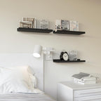 RICHER HOUSE 3 Set Floating Shelves for Wall, 16 inches Black Wall Mounted Shelves with Lip for Storage, Display Picture Ledg