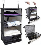 Grand Fusion Stow-N-Go Packing Organizer for Luggage, Portable Hanging Travel Shelves, Carry-On Closet, Hanging Packing Cubes