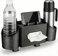 Ciieeo 4 in 1 Backseat Car Organizer with Cup Holder Tissue Box and Hooks Multifunctional Seat Back Storage Box for Road Trip Travel Accessories Universal Auto Headrest Holder