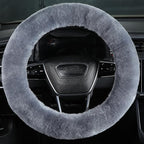 Fuzzy Wool Sheepskin car Steering Wheel Cover for Girls Women Men,Fluffy Soft Protector for Universal Steering Wheel 14 1/2-1