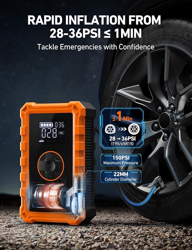 AstroAI S8 Air Jump Starter with Air Compressor, 3000A Peak Car Battery Jump Starter Portable (9.0 Gas/6.5L Diesel) with