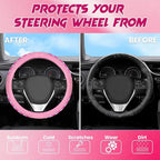 Ventilated Heart-Shaped Steering Wheel Cover with Anti-Slip Leather Grip. Compatible with Ford, Toyota, Honda, Nissan, and Ch