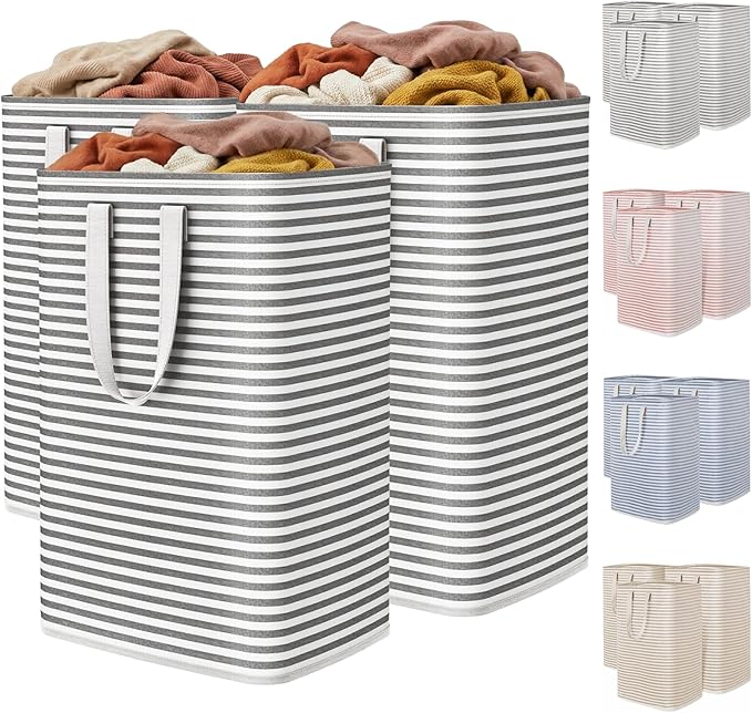 Lifewit 3 Pack Laundry Basket 80L Each, Collapsible Clothes Hamper with Reinforced Handles, Freestanding Waterproof Design fo