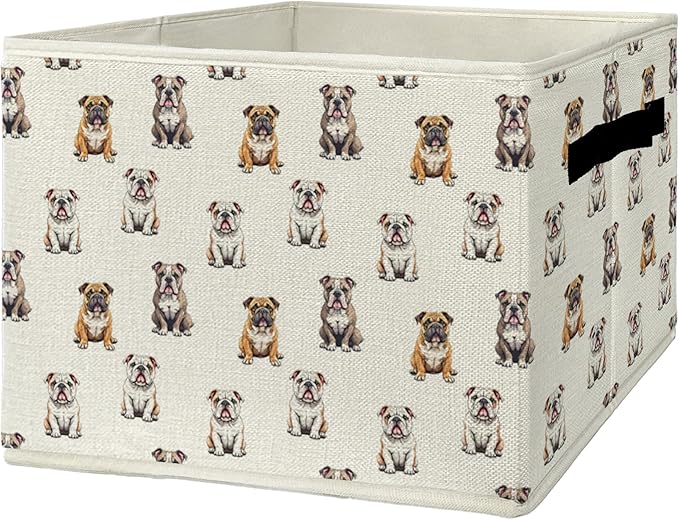 English Bulldog Gifts Storage Bins & Boxes with Handles, Dog Foldable Basket for Organizing Dog Lovers, English Bulldog Colla