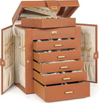 AKOZLIN 6-Tier Jewelry Box Organizer Functional 5 Drawers Leather Jewelry Storage Case for Women Girls Ring Necklace Earring 