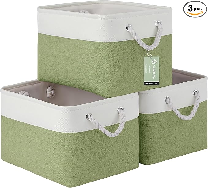 Large Storage Baskets- 15x11x10 inch Storage Bins for Shelves and Closet Organizing, Foldable Fabric Bin for Home Organizatio