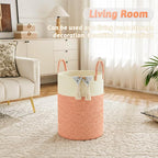 Laundry Basket,Woven Cotton Rope Laundry Hamper,100L for Decor Storage of Dirty Clothes,Toys and Blankets in Bathroom,Baby Ro