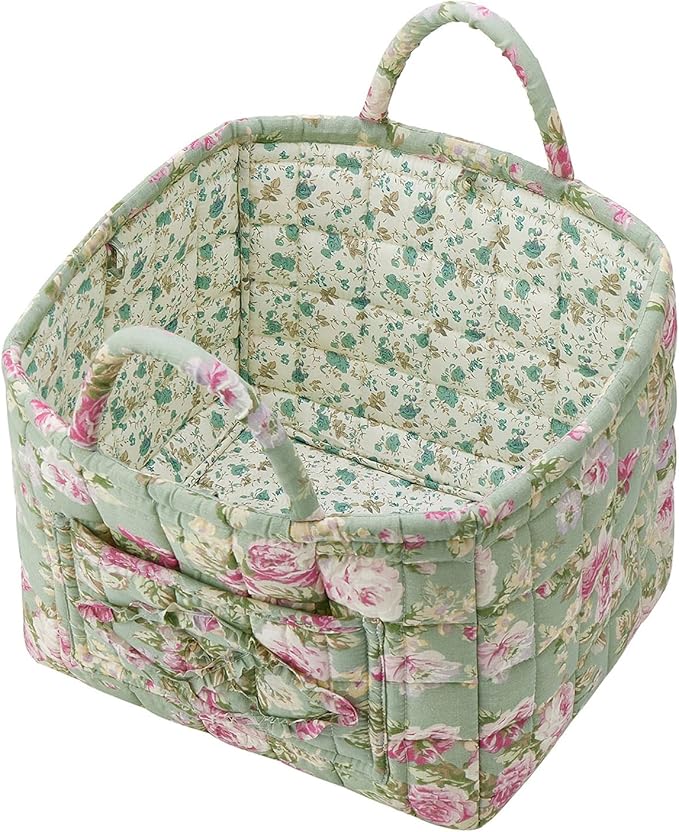 Boho Fabric Storage Basket, Large Capacity Laundry Basket, 12.2'' x 10.23'' x 10.23'' Collapsible Laundry Hamper with Easy Ca
