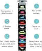 VAESIDA 10 Shelf Hat Rack Hanging Closet/Organizer for Storage - Best Baseball Cap Holder, Gray