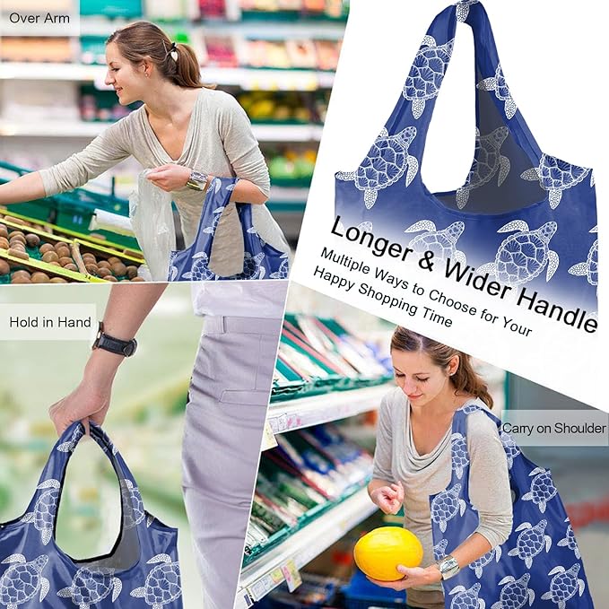 BeeGreen Reusable Grocery Shopping Bag -Travel Tote Bag - Foldable Compact Sturdy Bags