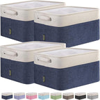 BALEINE 4 Pack Fabric Closet Storage Bins for Shelves, Linen Closet Organizers and Storage, Decorative Baskets for Organizing