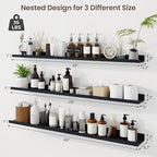 Axeman 48 Inch Floating Shelves | Black Picture Ledge Shelf Set of 3 | Rustic Wood Wall Shelves with Lip | 48" Black Picture 