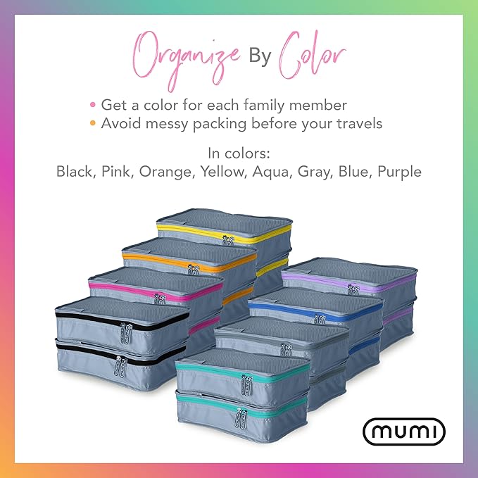 MUMI Packing Cubes - 5 Compression Packing Cubes for Travel, Luggage Organizer Bags for Suitcases, Carry-On, Duffle or Backpa