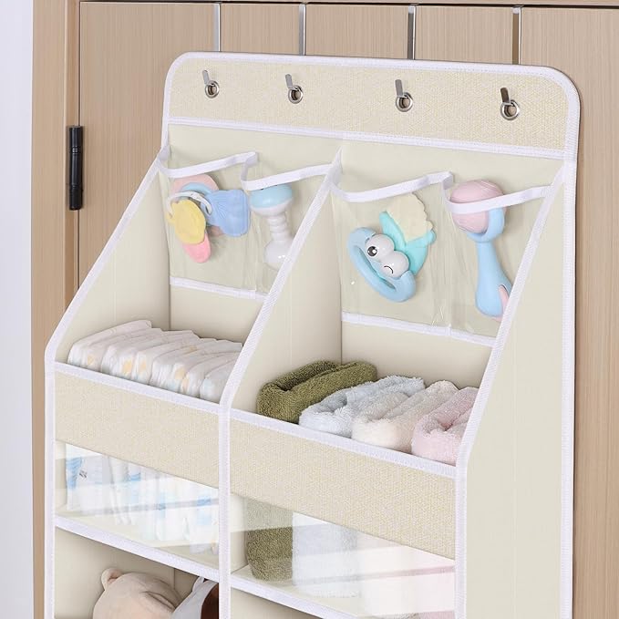 Univivi 5-Shelf Fabric Door Storage Over Door Hanging Organizer with 8 Large Pockets and 4 Small PVC Pockets Closet Cabinet W