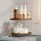 FSyueyun 2-Tier Corner Bathroom Counter Organizer, Tool-Less Installation Corner Vanity Organizer Small Plastics Countertop M