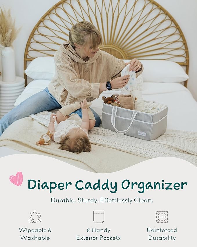 Lily Miles Baby Diaper Caddy Organizer - Large Tote Bag for Newborn essentials Boy or Girl - Baby Shower Basket - Nursery Mus