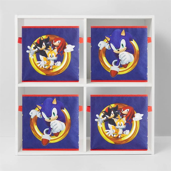 Sonic the Hedgehog Set of 2 Durable Storage Cubes with Handles, 10"x10"x10" Cubes