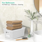 8-Pack White Plastic Storage Baskets with Lids, Label Organizers, Stackable Organizer Containers: For Organizing Shelves, Dra