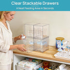 Vtopmart 7.6" H Clear Stackable Storage Drawers, 4 Pack Plastic Organizers Bins for Skincare, Cosmetics,Beauty Supplies,Ideal