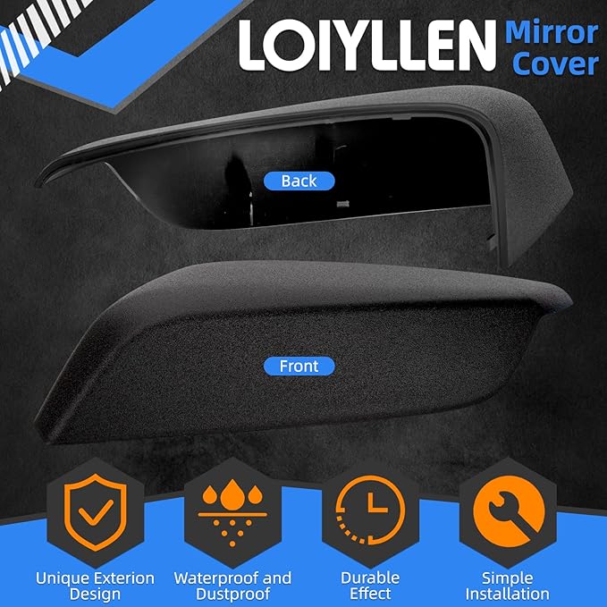 Driver Side Mirror Cover Replacement for Chevrolet Chevy Malibu 2016 2017 2018 2019 2020 2021 2022 2023 2024 2025 - Left Side Mirror Covers, Rear View Mirror Cap Accessories Textured