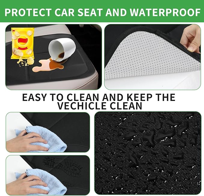 4 Pack Non-slip Car Seat Protector and Backseat Organizer Kick Mat with Tablet Holder, Large Waterproof Car Seat Protector with Storage Pockets for Leather and Fabric