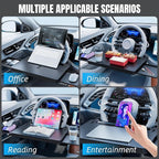 Large Car Steering Wheel Desk with Retractable Tray, Car Steering Wheel Tray Laptop Mount for Eating Food Drink and Writing Work, Fits for Most Cars (Black)