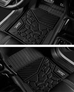 3W Floor Mats Fit for Ford Ranger SuperCrew 2024-2025 2026,1st & 2nd Row TPE Car Accessories Custom Fit All Weather Car Liner for Ford Ranger,Black