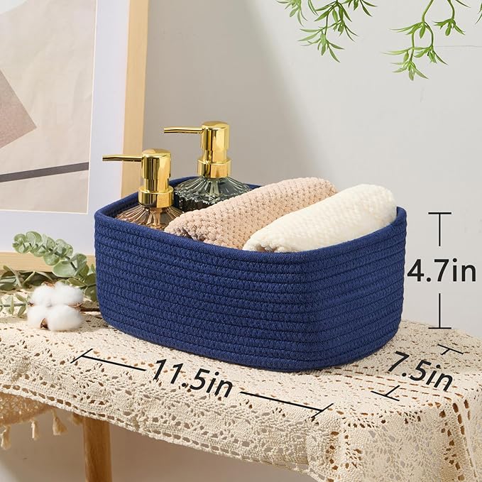 MiniArk Small Storage Baskets for Organizing | Closet Organizer Bins | Shelf Toy Basket | Woven Rope Baskets | Cube Decorativ