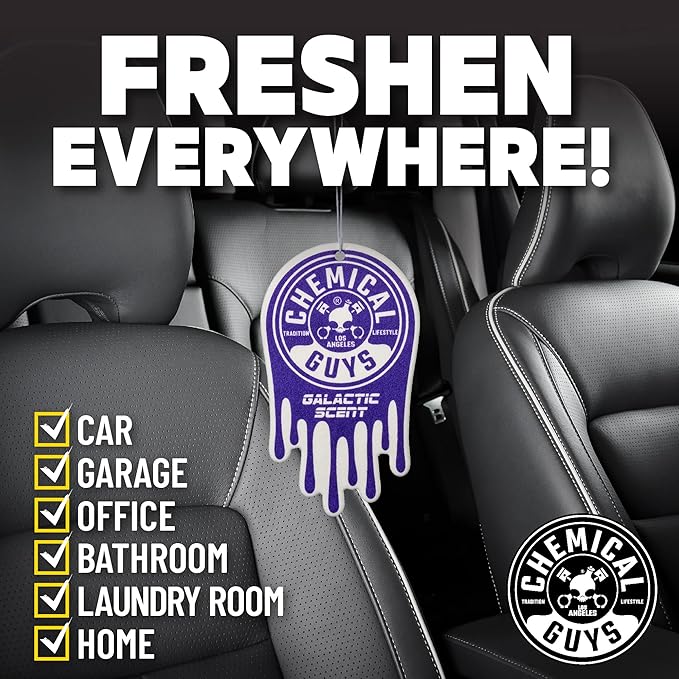 Chemical Guys Hanging Air Freshener, Galactic Scent 12 Pack, Great for Cars, Trucks, SUVs, RVs, Home, Garage, Workspace, Dorm
