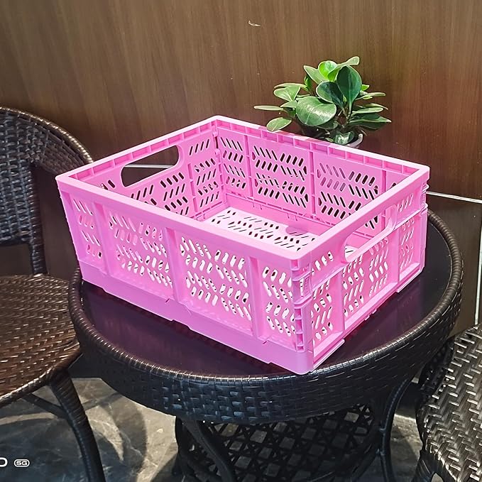 20L Folding Crate, 4Pack Plastic Storage Baskets Organizer for Home and Office,Collapsible Storage Crates for Home Office and