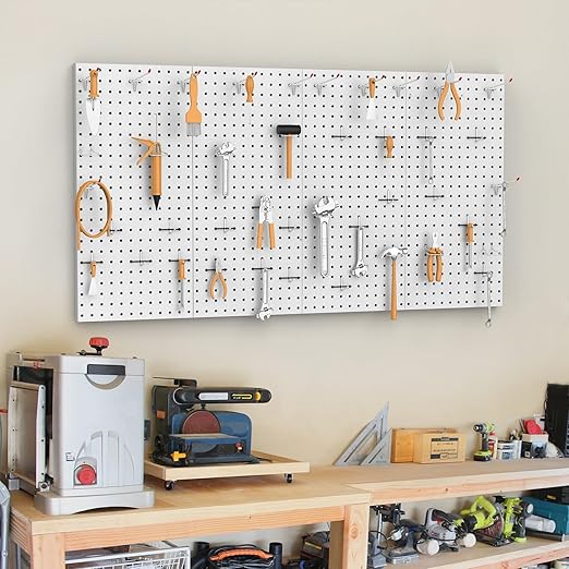 TORACK 4 PCS Metal 12 x 24 in Pegboard Panels, Garage Tools Organizer Pegboards for Workbench, Modular Peg Board, Tool Organi
