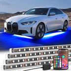 Nilight 4Pcs Aluminum Underglow Neon Accent Strip Lights 396 LEDs RGB Door Assist Multi Color DIY Sound Active Function Music Mode with APP and Remote Control Underbody Light Strips for Car Truck RV