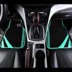 CAR PASS Mint Green Edge Leather Car Floor Mats, Universal Car Mats with Double Stitch Line and Anti-Slip Backing Design, for